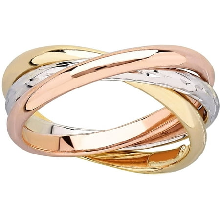 Simply Gold 10kt Yellow, Pink and White Gold Triple Rolling Size 7 Ring