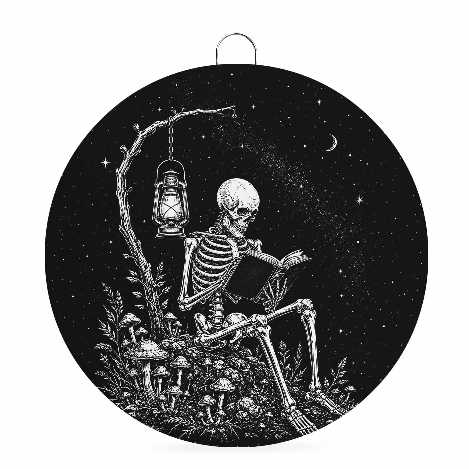 Welcome Sign for Front Door Halloween Round Metal Wall Art Wreaths Vintage Funny Skulls Bone Ghost Rustic Farmhouse Outdoor Indoor Wall Hanging Sign for Porch Decor Housewarming Gifts 5.9 Inch