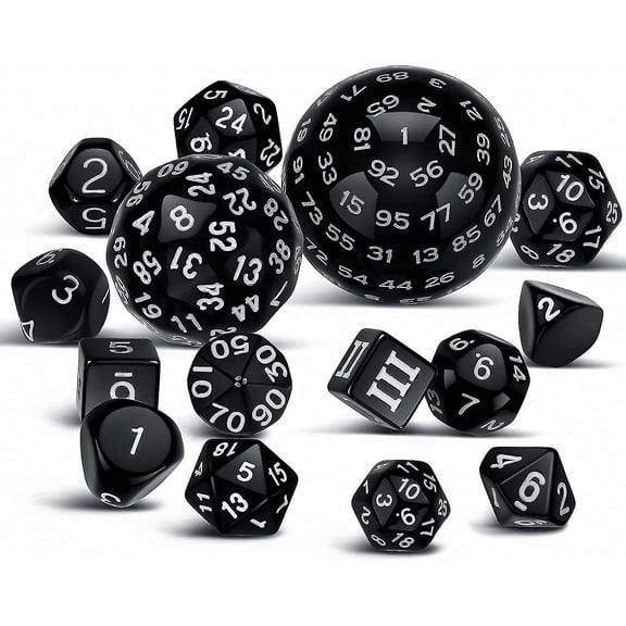 15Pieces Complete Polyhedral DND Dice Set D3-D100 Spherical Dice Set,100 Sides Dice Set for Role Pl