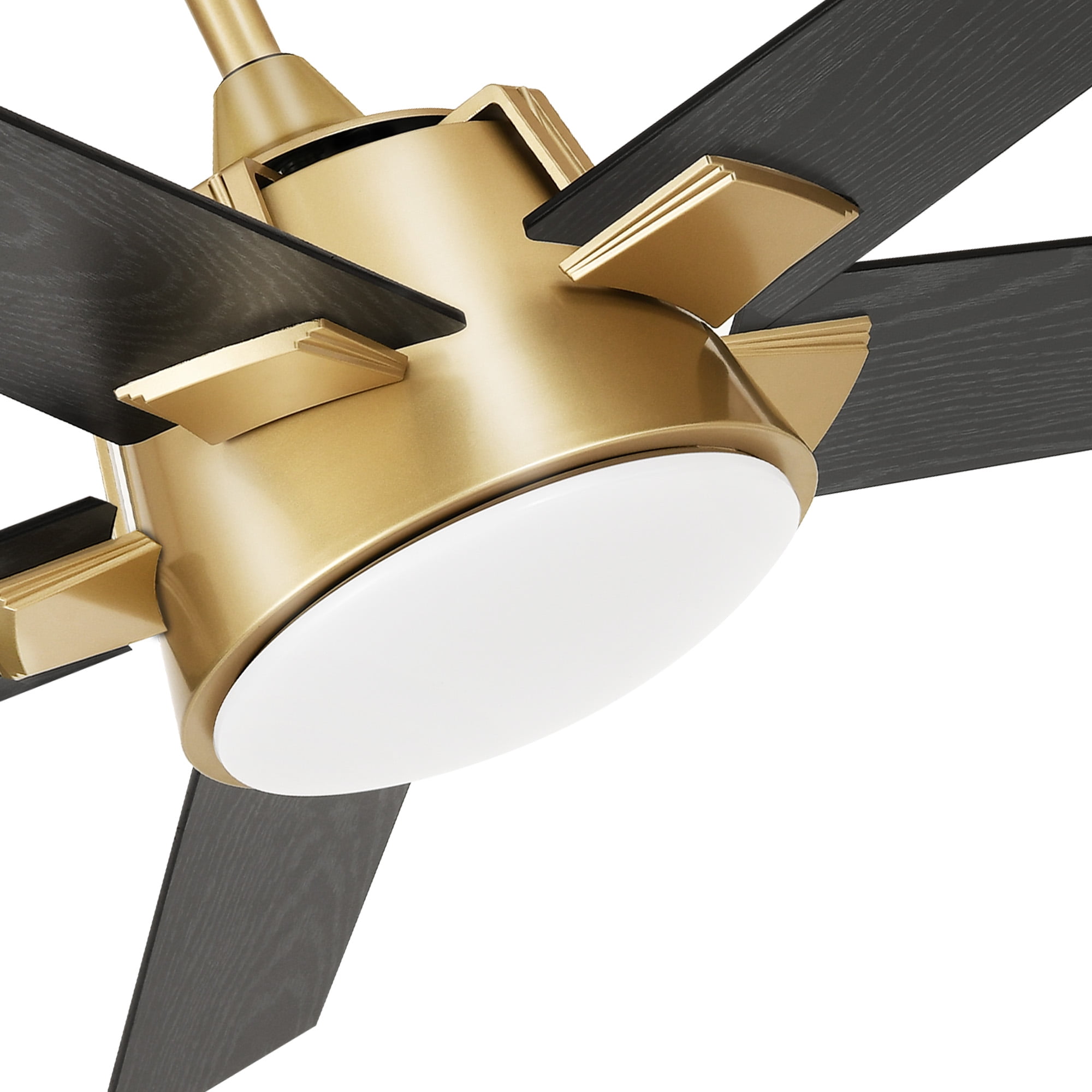 Dextrus 52in Modern Black Gold Ceiling Fan with Light and Wall Switch Remote, 6-Speed 5 Blades Memory Function for Bedroom Living Room Patio