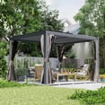 thumbnail image 1 of Domi Outdoor Living 10' x 12' Aluminum Louvered Pergola, Adjustable Roof Louvers, All-Aluminum Frame with Built-In Gutter System for Deck, Garden, or Backyard, Gray, 1 of 8