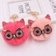 thumbnail image 4 of Cute Owl Keychain Artificial Rabbit Hairy Pom-pom Key Ring Women Bag Pendant, 4 of 23
