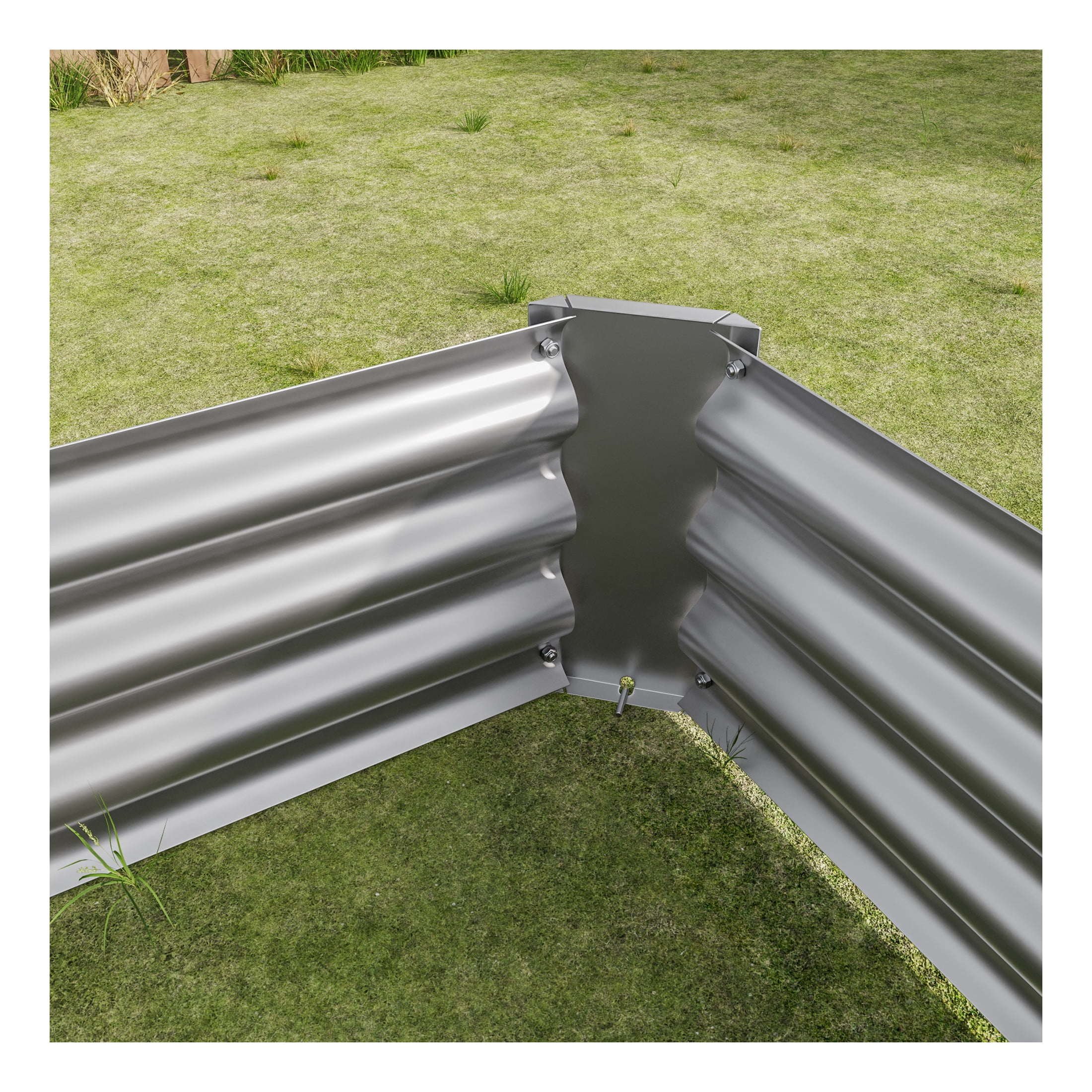 Elio Outdoor Metal 4×2×x1ft Raised Garden Bed, 4FT Planter Box, Rust-Resistant, Open Bottom, Sturdy Design for Vegetables, Flowers, Herbs, Silver