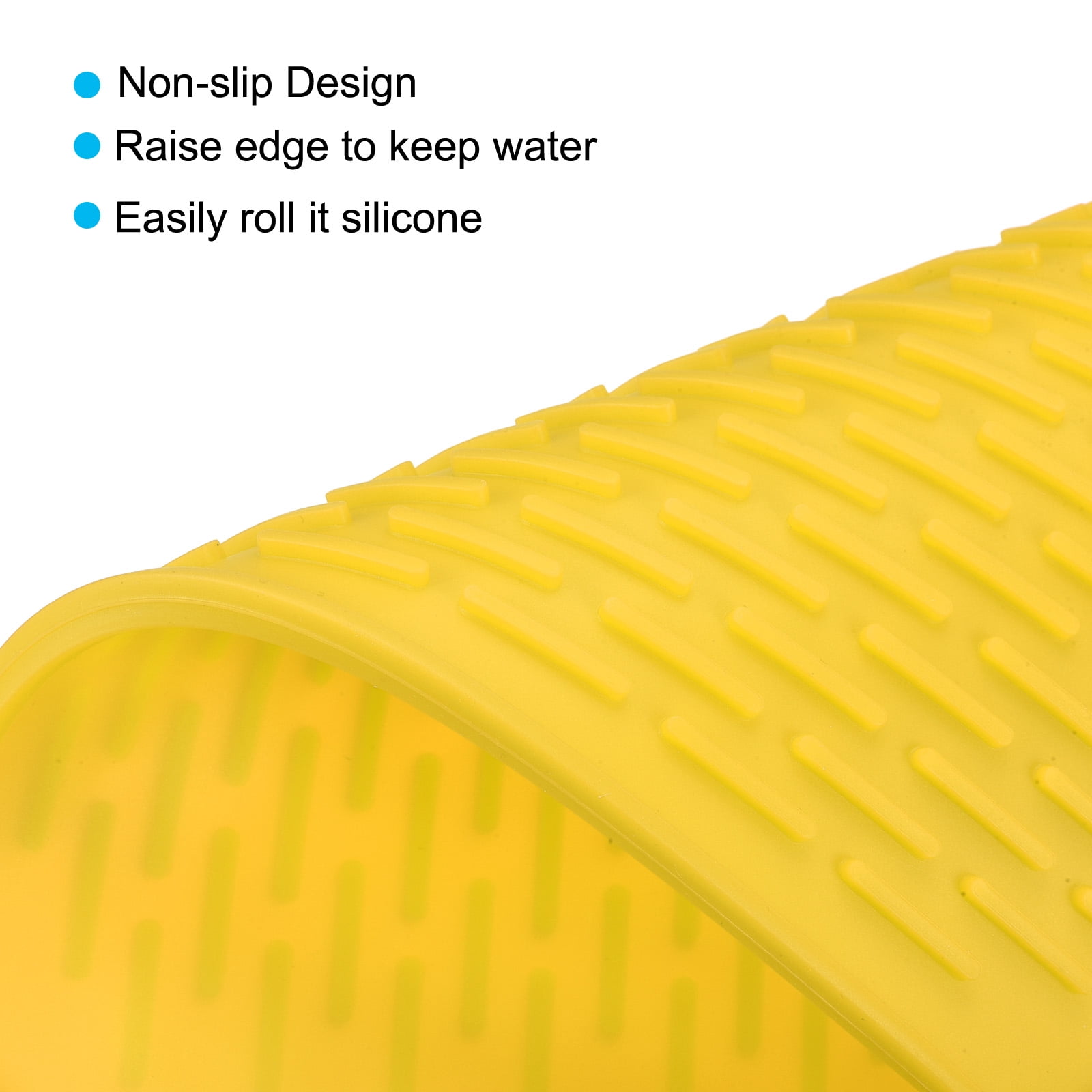 Unique Bargains Silicone Kitchen Counter Dish Drying Mat Under Sink Drain Pad Non-Slip Yellow