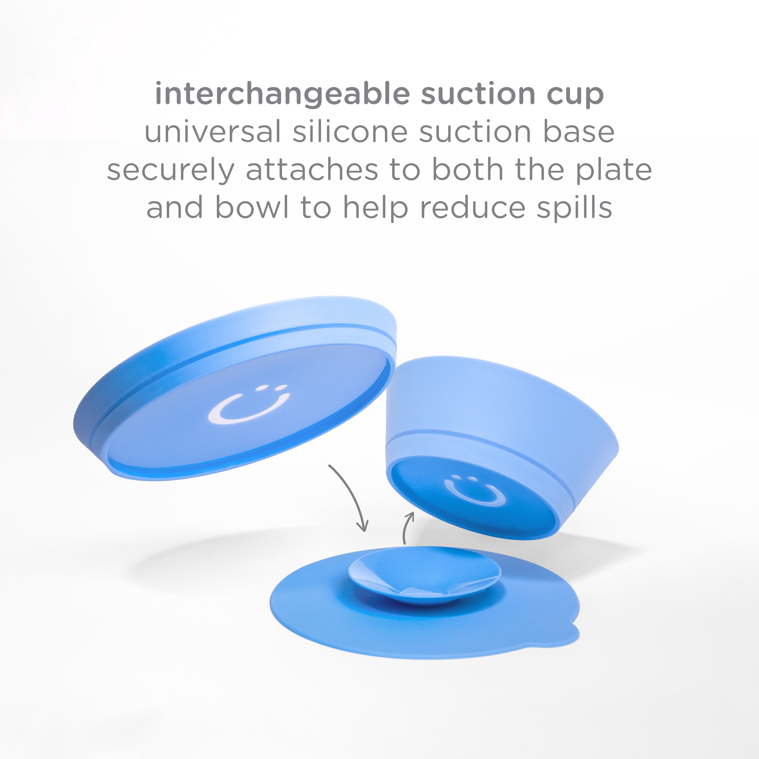 Ubbi 7-Piece Suction Toddler Feeding Set, Includes Plate, Bowl, Cup, Utensils, Interchangeable Suction Cup Base, Polaris Blue