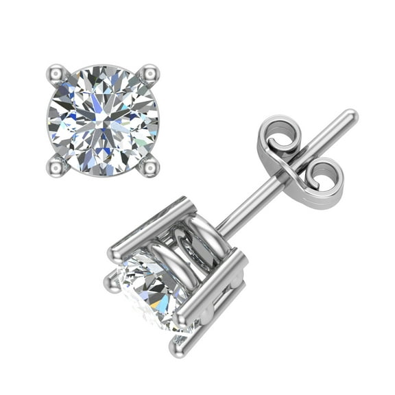 Glitz Design 3/8Ct Round Brilliant Cut Diamond Stud Earrings in 14K White Gold