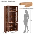 thumbnail image 3 of Vintagearth  77" Tall Kitchen Pantry Cabinet, 1.18'' Thick Panel Curved Storage Cupboard with Adjustable Shelf, Freestanding Organizer for Kitchen, Dining Room, Dark Burl, 3 of 7