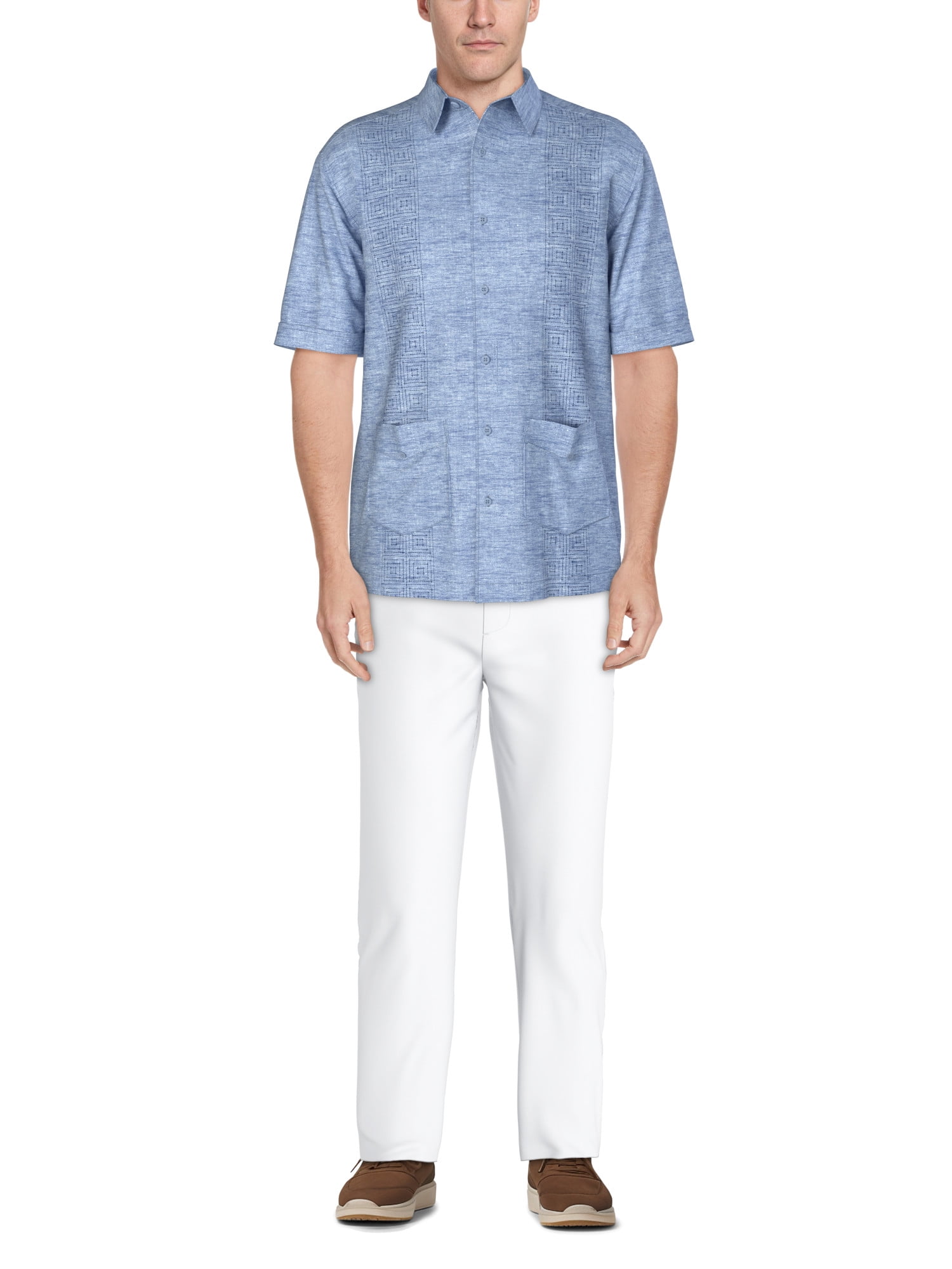 Cafe Luna Men's and Big Men's Geo Panel Print Short Sleeve Shirt, Sizes S-5XL