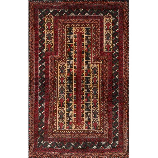 Pasargad Home 043937 Pasargad Home Antique Balouch Collection Camel Lamb's Wool Area Rug- 2'11' X 4' 9'