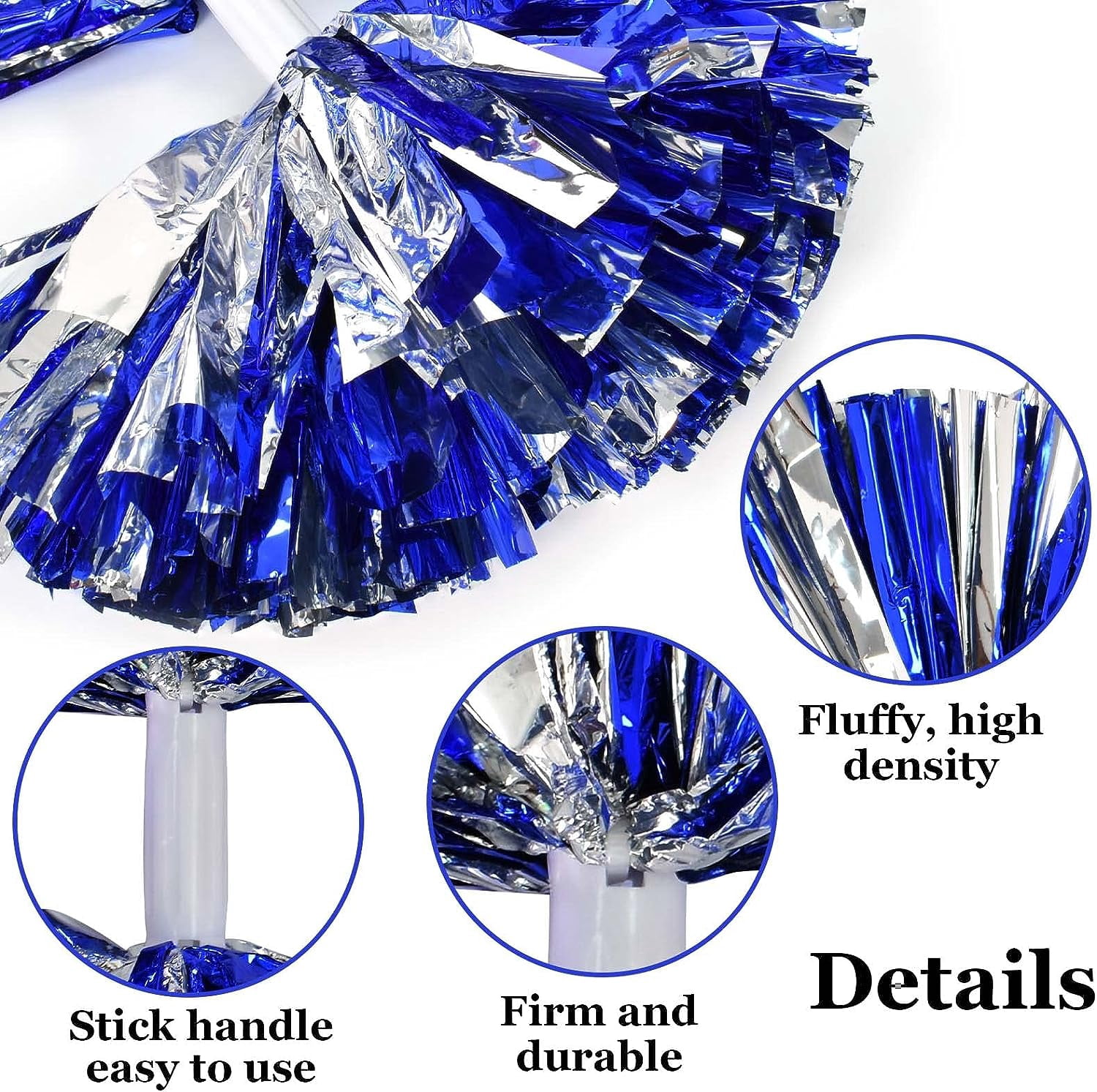 LINLIN Pom Poms Cheerleader 2 Pieces Metallic Cheerleading Pompons Flower Ball, Aerobics Cheerleading Pom Poms, for Sports Dance Cheerleading Pompons Plastic