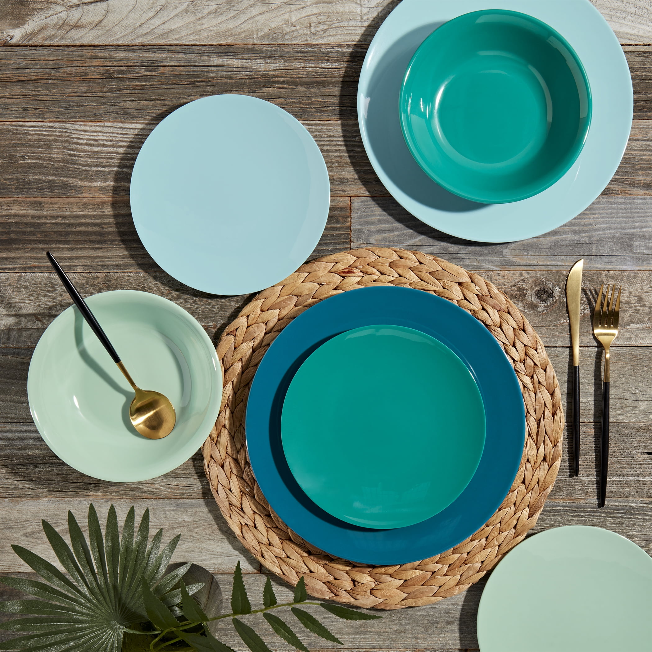 Tabletops Gallery 12 Piece Green Teal Blue Melamine Kenya Ubuy