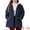 Dark Blue, variant on Women's Plus Size Faux Lamb Fur Leather Button Down Hoodie Coat 3X Pink