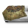 thumbnail image 3 of Grunge Soft Flannel Fleece Throw Blanket, Paisley Like Mandala Motif with Flowers Leaves and Buds Image, Cozy Plush for Indoor and Outdoor Use, 50" x 70", Multicolor, by Ambesonne, 3 of 6