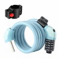 thumbnail image 1 of Blue 5-Digit Combination Bike Lock with LED Light, 1.2m Thickened Steel Cable Anti-Theft Lock, Zinc Alloy Weatherproof Wheel Lock with Auto-Lock & Mounting Bracket, Cycling Gear for Mountain Bikes,, 1 of 7