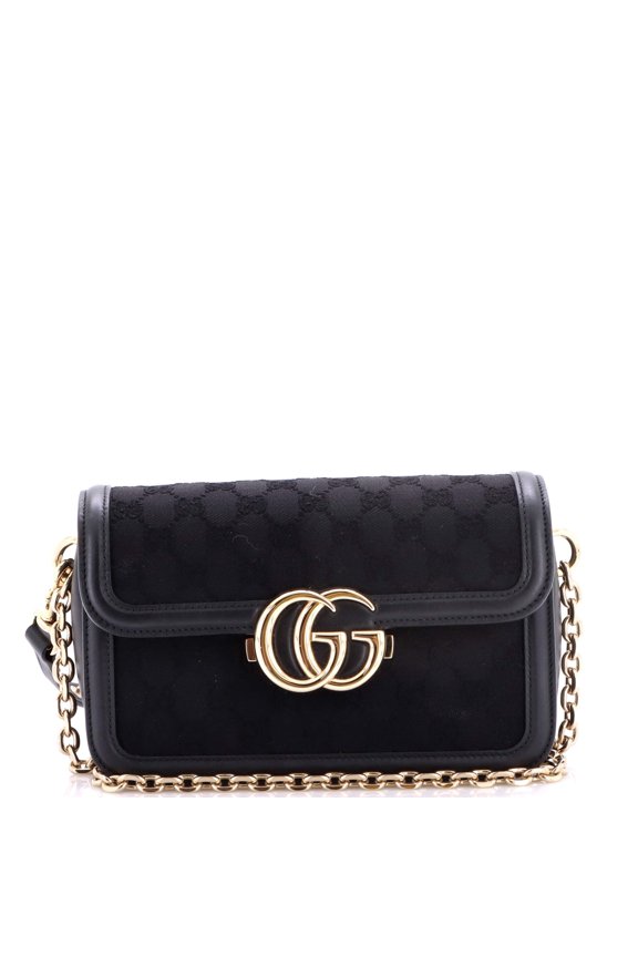 Pre-Owned Go Shoulder Bag GG Canvas with Leather Small By Rebag
