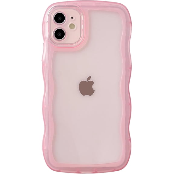 MYKOMI for iPhone 11 Case,Solid Color Curly Wave Frame Clear Soft Phone Case