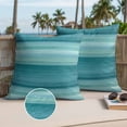 thumbnail image 3 of Teal Turquoise Aqua Ombre Outdoor Pillow Covers 16x16 Set of 2,Waterproof Patio Throw Pillowcase Protectors,Contemporary Abstract Lines Decorative Pillow Shams Cushion Covers for Seat Bed Couch Sofa, 3 of 8