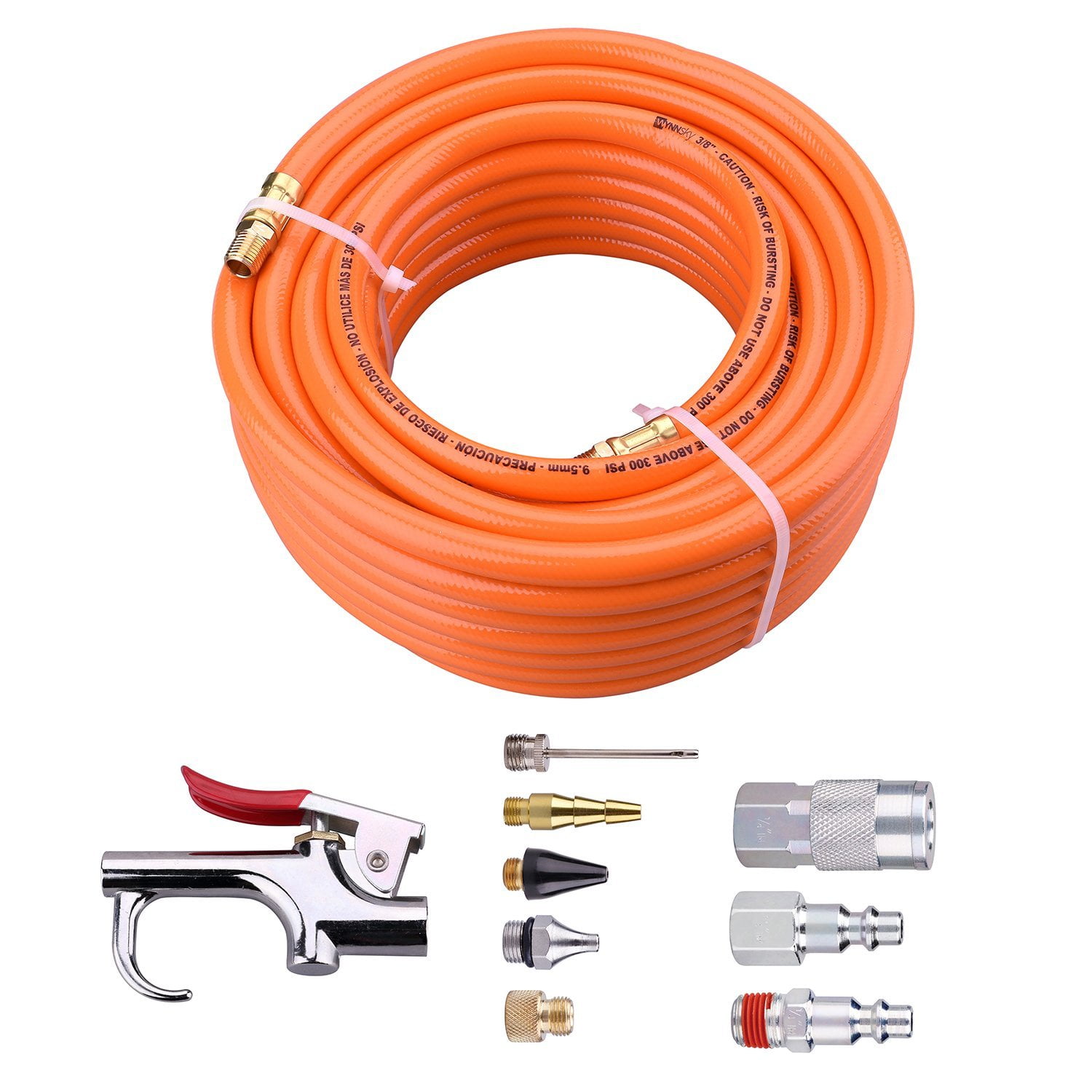 3/8'×50ft PVC Air Hose With 10 Piece Air tool and Accessory Kit With
