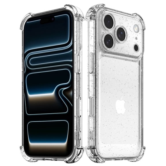 Vena For Apple iPhone 17 Pro Case Clear Glitter, Bump Resistant Clear Glitter Back Cover, Drop Protection Slim Protective Phone Case