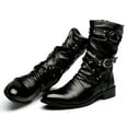 thumbnail image 4 of Santimon Men Boots Fashionable Motorcycle Boots Rivet Buckle Casual Boots Intersect Black US 5.5, 4 of 7