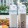 thumbnail image 4 of Eummy 500Ml/1000Ml Clear Milk Carton Water Bottle Leak-proof Milk Box Water Bottle with 2 Spouts Portable Reusable Milk Bottles for Travel Sports Camping Use, 4 of 10