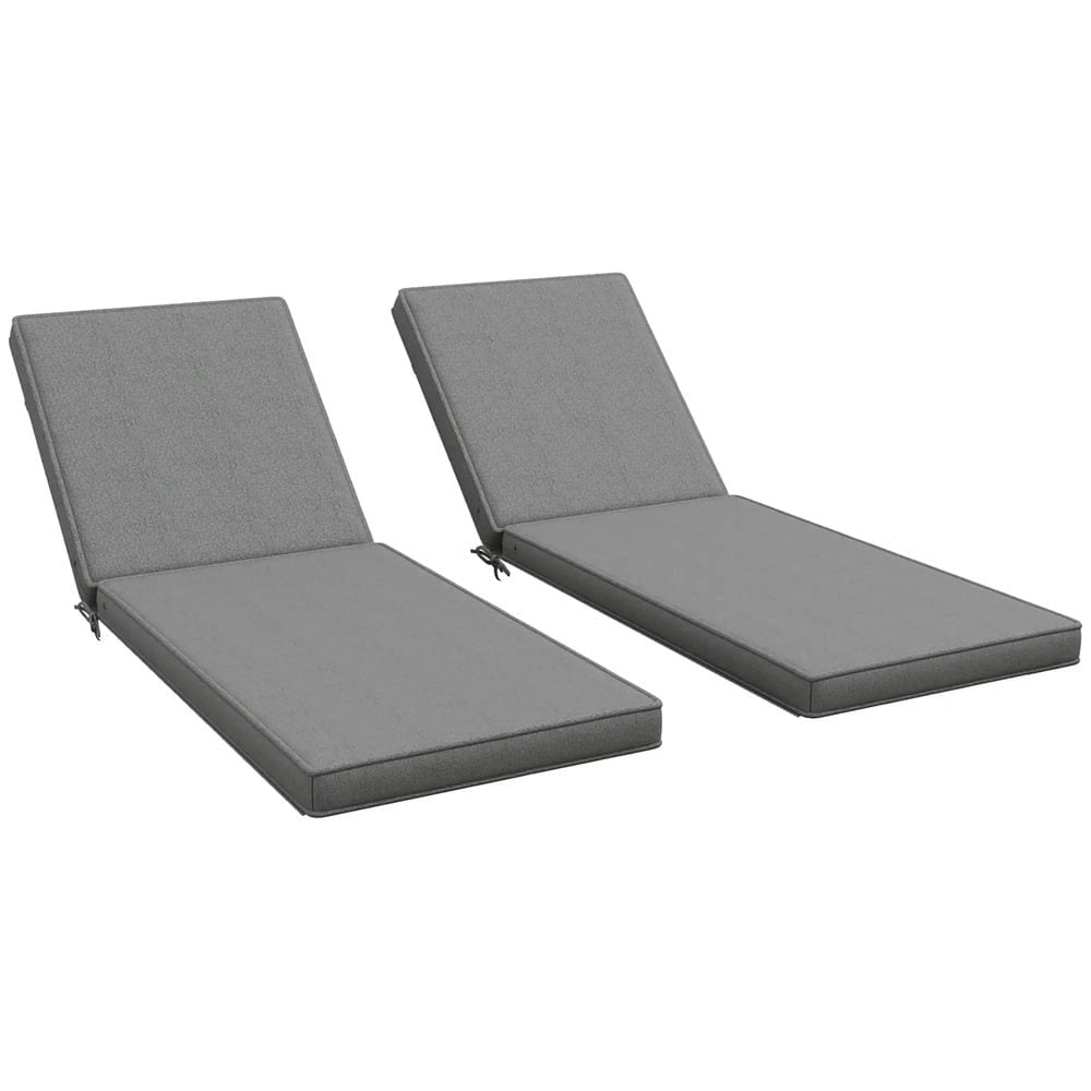 Spaco 2 Patio Chaise Lounge Chair Cushions with Backrests, Replacement Patio Cushions with Ties, Lounge Chair for Outdoor, Gray