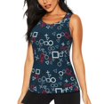 thumbnail image 1 of Balery Navy Blue Geometric Camiseta sin mangas estampada ligera para mujer, tops de entrenamiento sin mangas, camisetas de yoga transpirables de secado rápido.-Small, 1 of 7