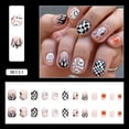 thumbnail image 3 of Rynn&Rae Halloween Press on Nails Tips Full Cover False Fake French Black White Orange Yellow Short Medium Uñas Postizas 24 ct/pk W151, 3 of 4
