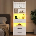 thumbnail image 2 of AOGLLATI Tall Modern Nightstand with Charging Station and LED Lights, 3 Drawers, Storage Shelves, 2 of 12
