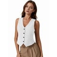 thumbnail image 5 of Vest Tops for Women, Knit V-Neck Sleeveless Button Down Vest Business Casual Outfits Milky White XL, 5 of 9