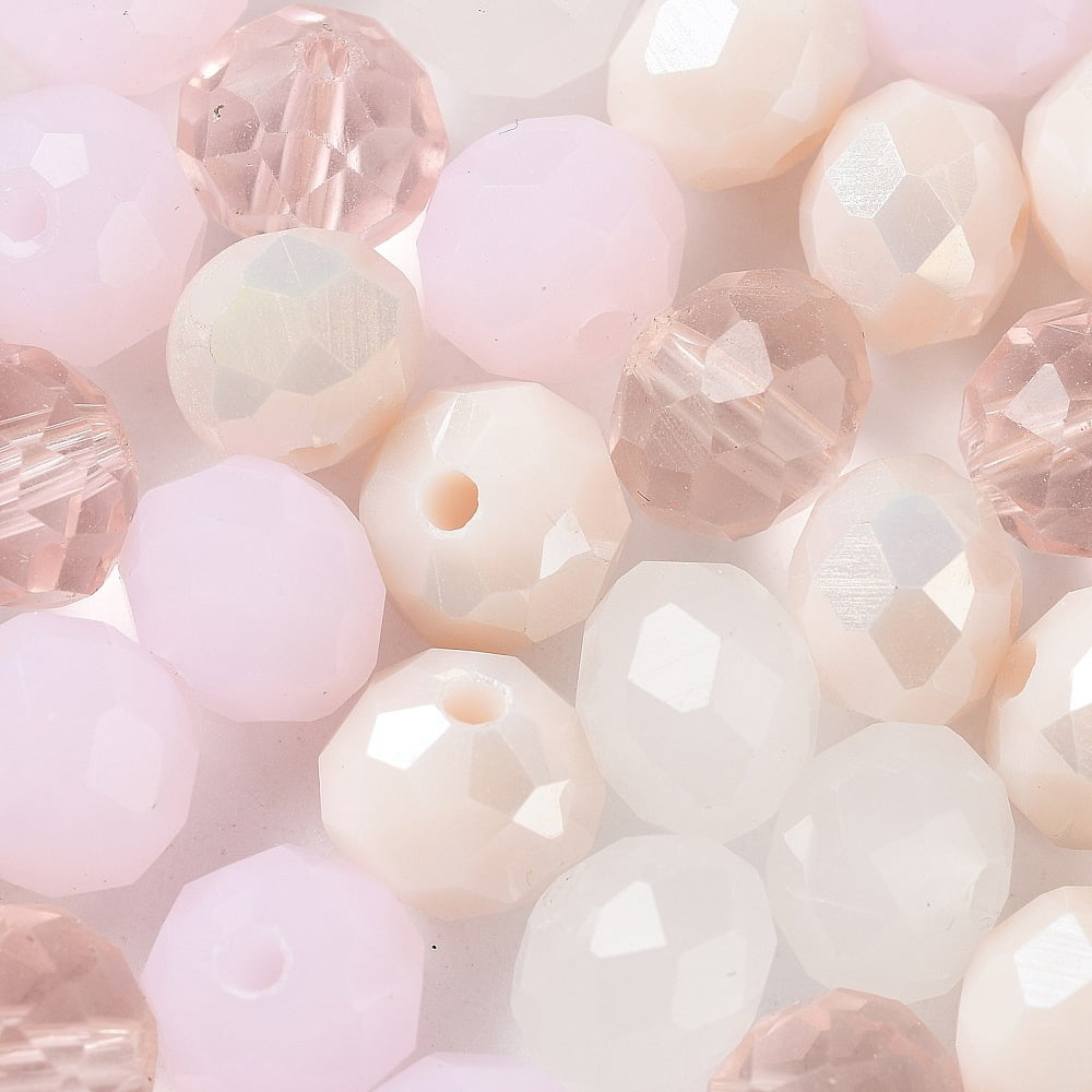 Glass Beads Faceted Rondelle Pink 8x6mm Hole: 1mm 1210pcs/500g