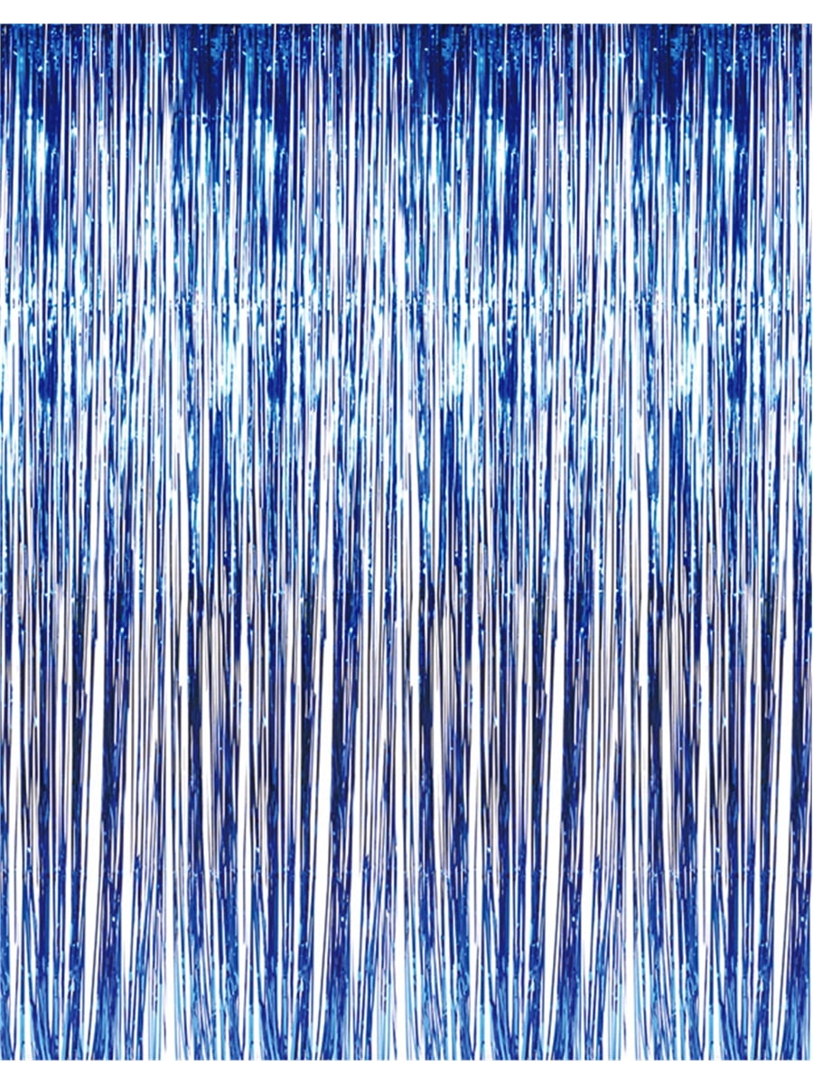 3 Metallic Blue Foil Fringe Curtain Backdrop Party Decor Photo Support 3ft x 8ft 