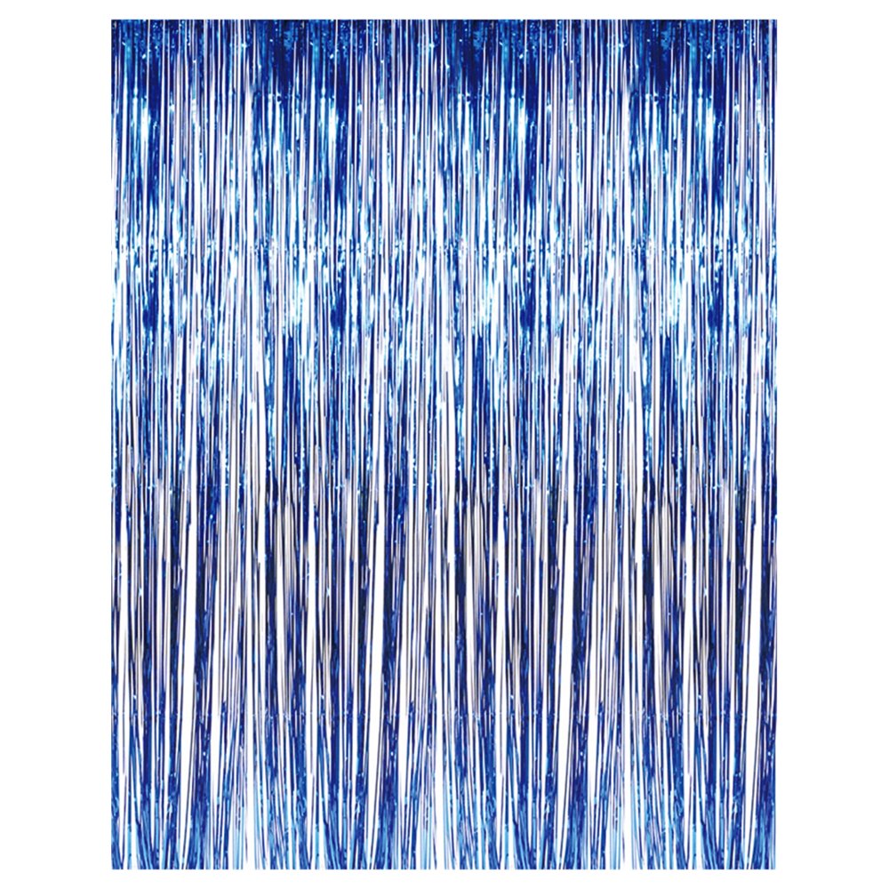 3' x 8' Blue Tinsel Foil Fringe Door Window Curtain Party Decoration