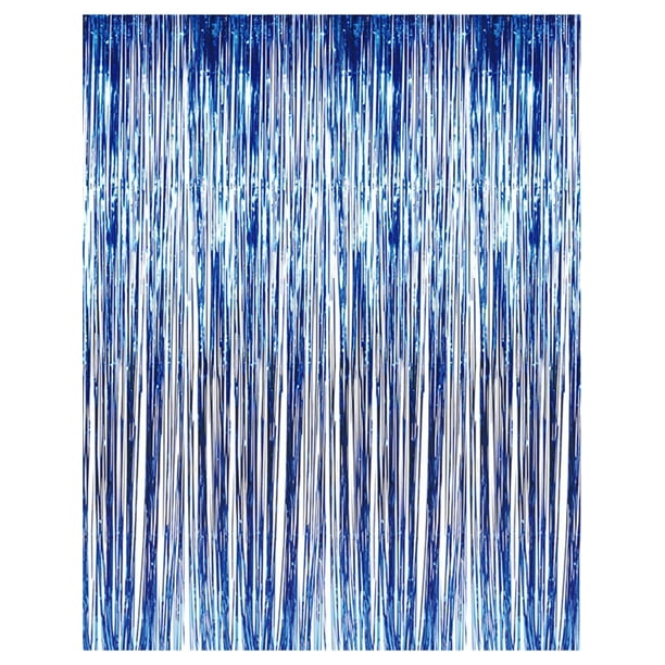3' x 8' Blue Tinsel Foil Fringe Door Window Curtain Party Decoration ...