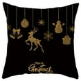 thumbnail image 6 of SDJMa Black Gold Merry Christmas Decor Throw Pillow Covers Xmas Golden Decorative Tree Reindeer Snow Cushion Cases Xmas Bronzing Home Decoration for Couch Sofa Bedroom 18x18 Inch, 6 of 8