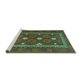 thumbnail image 2 of Ahgly Company Machine Washable Indoor Round Oriental Turquoise Blue Traditional Area Rugs, 6' Round, 2 of 4