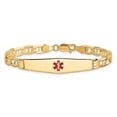 thumbnail image 3 of 14k Yellow Gold Bracelet Medical Anchor Women's 9 mm 7 in Soft Diamond Shape Red Enamel ID, 3 of 5