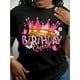 thumbnail image 1 of Regular Size Casual Crew Neck T-Shirt, Cotton Knit Fabric with Slight Stretch, Summer Tee with Birthday Queen Graphic, for Women, 1 of 5