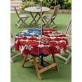 thumbnail image 4 of Outdoor Tablecloth with Umbrella Hole for Patio/Picnic/Party/Camping, 4th of July Floral Waterproof Table Cloth Round Cover Washable, Country Blue Red Poppy American Flag (Dia 54"), 4 of 8