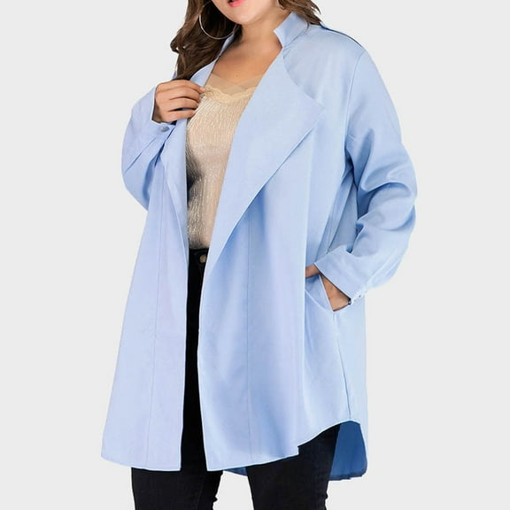 Usmixi Trench Coats for Women Womens Cardigan Fall Long Sleeve Lightweight Thin Plus Size Cardigan Coats Casual Solid Laple Open Front Trench Outerwear Jackets