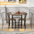 thumbnail image 4 of YEXJ 3-Piece Wooden Round Table & Chair Set, Space Saving Kitchen Breakfast Nook Wood Grain Tabletop with Metal Frame and Built-in Wine Rack for Kitchen, Dining Room-Brown/Black, 4 of 7