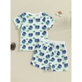 thumbnail image 3 of Suealasg 2Pcs Kids Girl Summer Clothes 6M 1T 2T 3T 4T Toddler Girl Casual Beach Outfits Short Sleeve Fruit Print T-Shirts Tops and Elastic Waist Shorts Set, 3 of 7