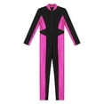 thumbnail image 5 of Alvivi Kids Girls Metallic Color Block Jumpsuit Long Sleeve Zipper Dance Bodysuit Gymnastics Unitard Hot Pink 12, 5 of 7