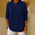 thumbnail image 2 of ManxiVoo Reversible Fleece Shirt for Women Button Front Long Sleeve Pullover Soft and Warm Layering Top for All Day Comfort S Size Navy, 2 of 5