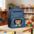 thumbnail image 2 of Jeiento Cute Cat Toddler Backpack for Girls 2-5, 13.5 Inch Preschool School Bag, Lightweight Kids Backpack with 2 Front & 2 Side Mesh Pockets, Blue, 2 of 7