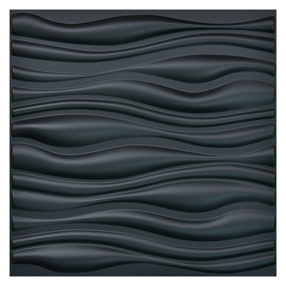 Art3d Black Wave Design IV 19.7x19.7 PVC 3D Wall Panel (12Pack)