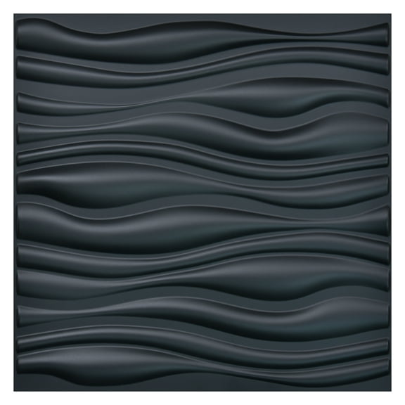 Art3d Black Wave Design IV 19.7x19.7 PVC 3D Wall Panel (12-Pack)