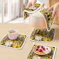 thumbnail image 5 of Yellow Sunflower Pot Holders for Kitchen Heatproof Potholder, 3 Pack Farmhouse Wood Grain Bees Gnomes Hot Pads Multipurpose Oven Pads Cloth Potholders Trivet for Cooking Baking, 5 of 8