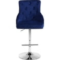 thumbnail image 3 of HomeStock Antique Modern, Contemporary Velvet Upholstered Adjustable Bar/Counter Stool with Chrome Metal Base, 20.5" W x 22" D x 42"- 50" H-Color:Navy, 3 of 10