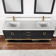 thumbnail image 2 of Wildy 72" Double Bathroom Vanity Set in Black Oak with Grain White Composite Stone Countertop with Mirror, 2 of 8